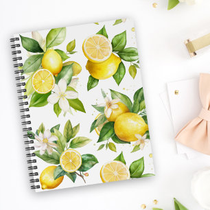 Carnet Motif citron, Fleurs de citron, Feuilles, Citrus