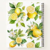Carnet Motif citron, Fleurs de citron, Feuilles, Citrus (Dos)