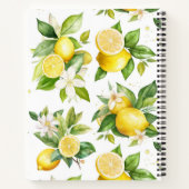 Carnet Motif citron, Fleurs de citron, Feuilles, Votre No (Dos)