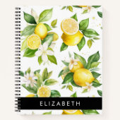 Carnet Motif citron, Fleurs de citron, Feuilles, Votre No (Devant)