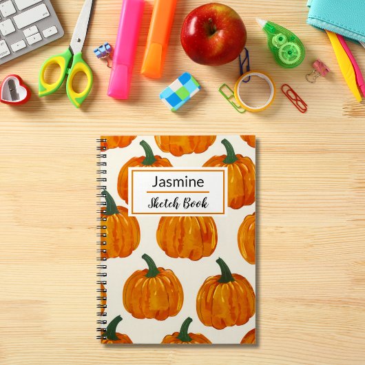 Carnet Motif Citrouille d'automne personnalisé