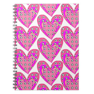 Carnet Motif Coeurs Roses Et Boules De Football