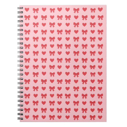 Carnet Motif Cœurs Roses et Rubans Doux (Devant)
