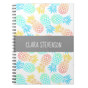 Carnet motif coloré tropical d'ananas d'été élégant