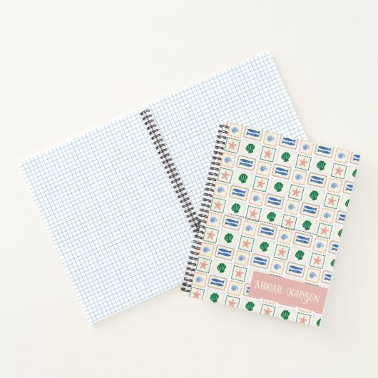 Carnet Motif Coquillage Personnalisé Bohème Côtière (Intérieur)