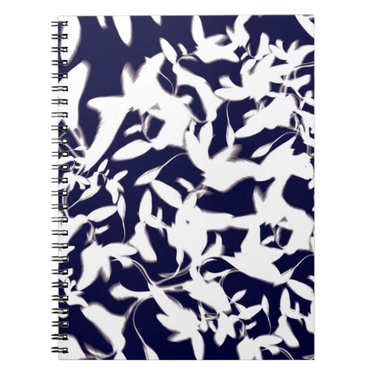 Carnet Motif couleur marine et blanc réalisé avec plante (Devant)