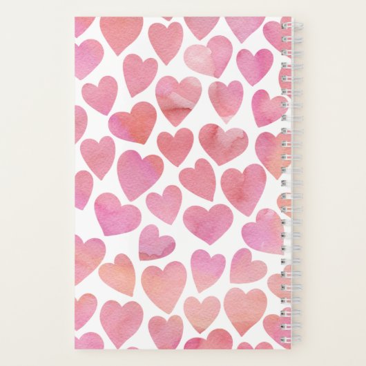 Carnet Motif couleur rose des coeurs (Verso)