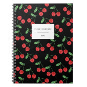 Carnet Motif couleur rouge cerisier sur noir (Devant)
