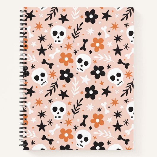 Carnet Motif crâne de fleurs (Devant)