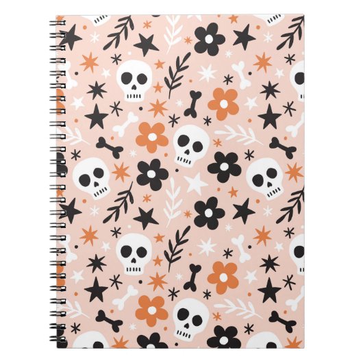Carnet Motif crâne de fleurs (Devant)