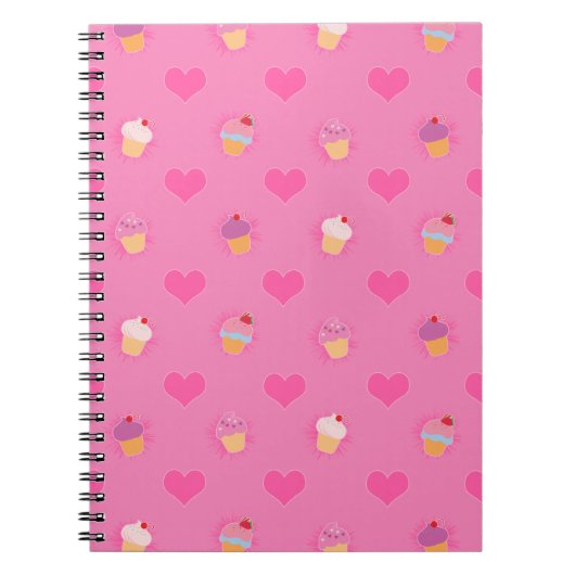Carnet Motif Cupcake rose (Devant)