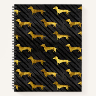Carnet Motif Dachshund noir et or