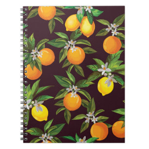 Carnet Motif d'agrumes, Oranges Vintages de citrons.