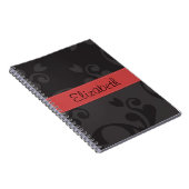 Carnet Motif Damas, Damas Gris, Votre Nom (Côté Droit)