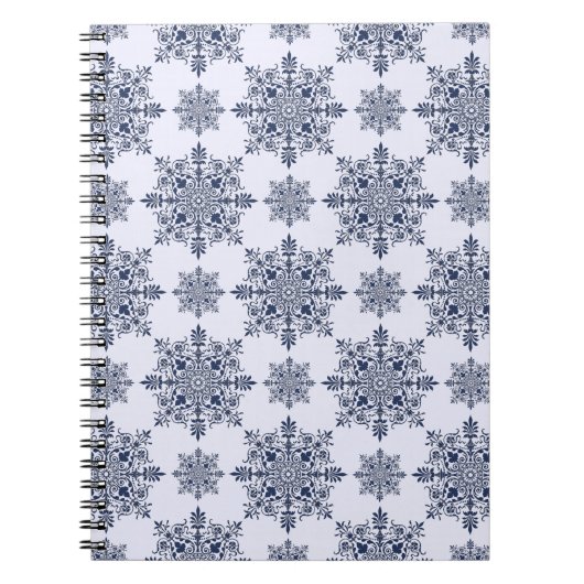 Carnet Motif Damas de flocon bleu (Devant)