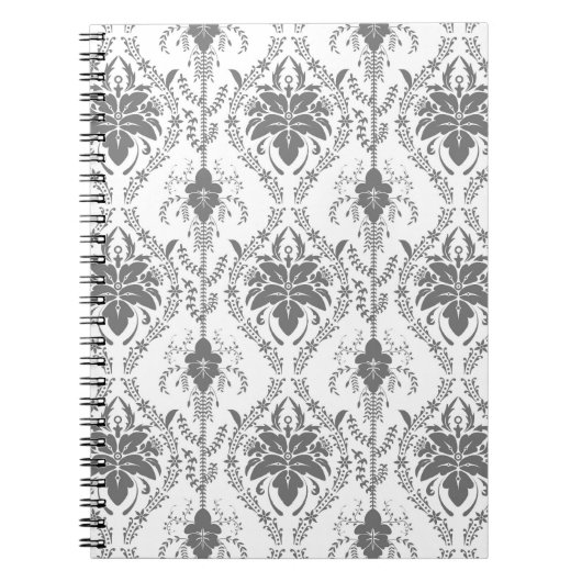 Carnet Motif Damask blanc et gris (Devant)