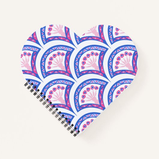 Carnet motif damassé floral bleu (Devant)