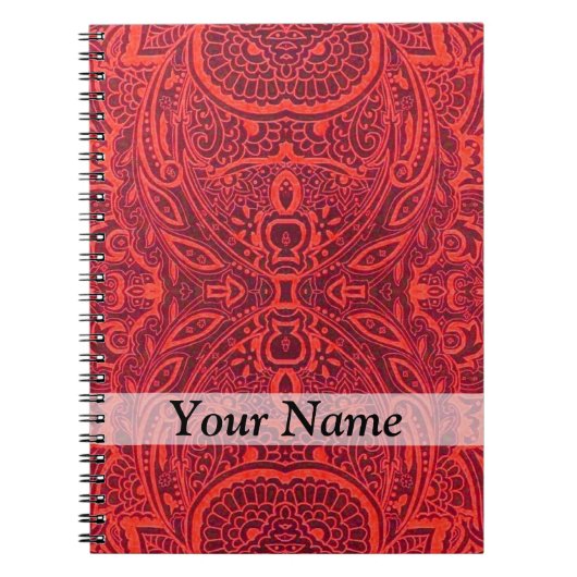 Carnet Motif damassé rouge (Devant)