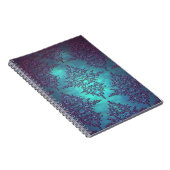 Carnet Motif damassé sarcelle élégant à violet (Côté Droit)