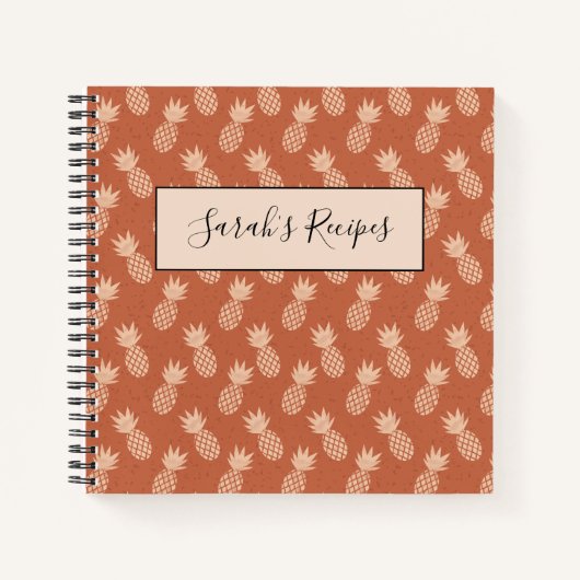 Carnet Motif d'ananas tropique Terracotta & Peach (Devant)