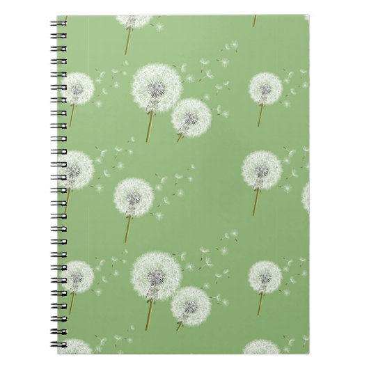 Carnet Motif Dandelion sur Green Arrière - plan (Devant)