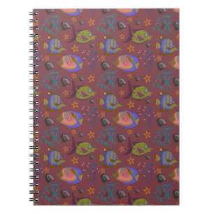 Carnet Motif d'animaux aquatiques vie sous-marine en me