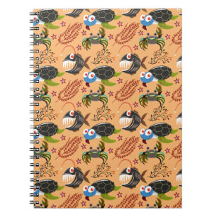 Carnet Motif d'animaux aquatiques vie sous-marine en me