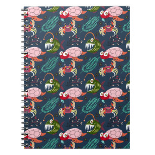Carnet Motif d'animaux aquatiques vie sous-marine en me