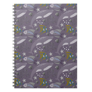 Carnet Motif d'animaux aquatiques vie sous-marine océan