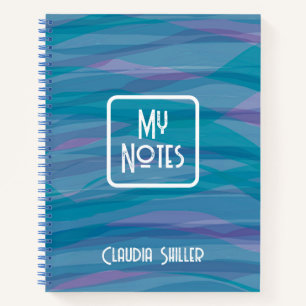 Carnet Motif d'aquarelle bleu moderne pourpre Personnalis