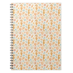 Carnet Motif d'aquarelle des coquillages et des hippocamp