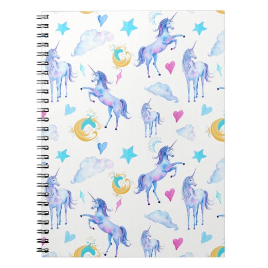 Carnet Motif d'aquarelle magique Unicorn Design Imaginair (Devant)