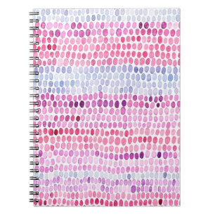 Carnet Motif d'aquarelle rayée transparente. Rose et gris