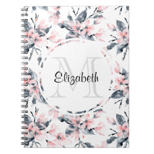 Carnet Motif d'aquarelle rose et gris