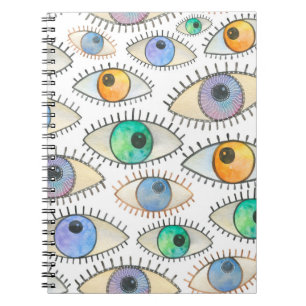 Carnet Motif d'aquarelle transparente à large oeil humain