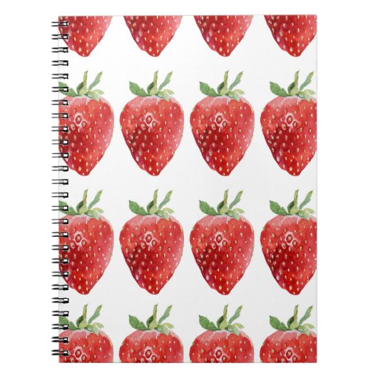 Carnet Motif d'aquarelle transparente avec fraises (Devant)