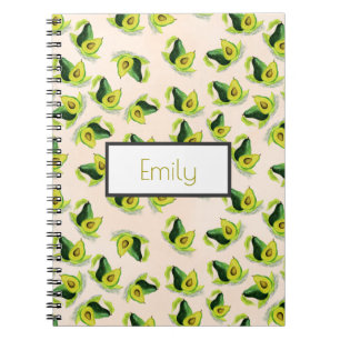 Carnet Motif d'aquarelle vert Avocados personnalisé