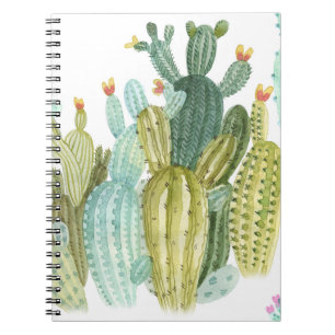 Carnet Motif d'aquarelle vintage Cactus Blooming