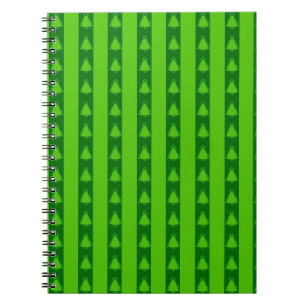 Carnet Motif d'arbre de Noël à rayures vertes
