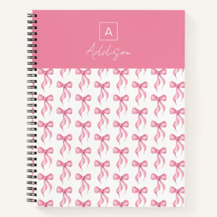 Carnet Motif d'arc rose personnalisé avec monogramme
