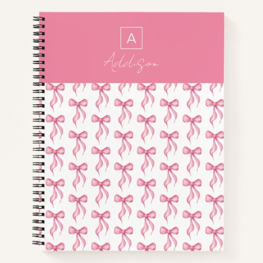 Carnet Motif d'arc rose personnalisé avec monogramme (Devant)