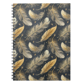 Carnet Motif d'Art de Plumes d'Or Magiques Flottantes