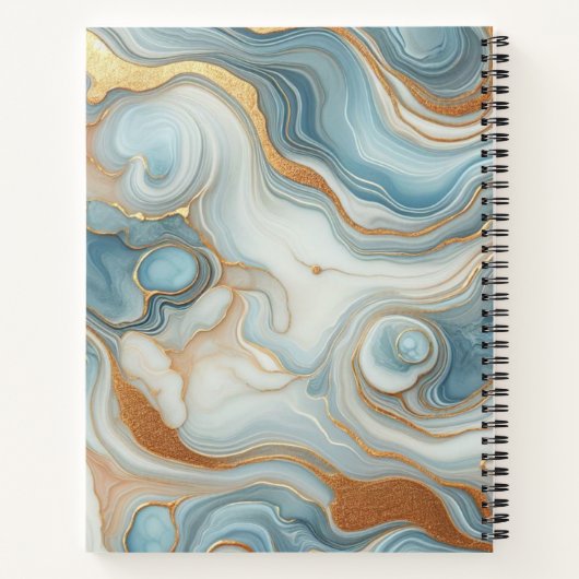 Carnet Motif d'art en marbre bleu Turquoise gris or (Dos)