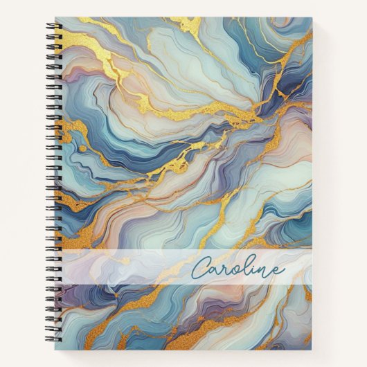 Carnet Motif d'art en marbre bleu violet rose (Devant)