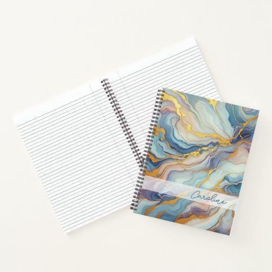 Carnet Motif d'art en marbre bleu violet rose (Intérieur)