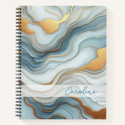 Carnet Motif d'art en marbre gris bleu turquoise (Devant)