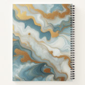 Carnet Motif d'art en marbre gris Turquoise bleu or (Dos)
