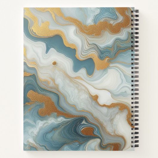 Carnet Motif d'art en marbre gris Turquoise bleu or (Dos)