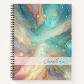 Carnet Motif d'art en marbre rose violet Turquoise Aqua B (Devant)