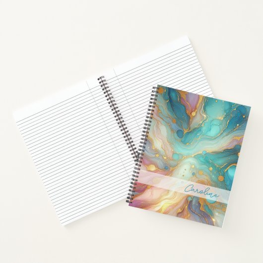 Carnet Motif d'art en marbre rose violet Turquoise Aqua B (Intérieur)